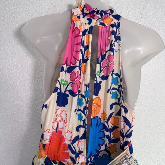 Tracy Reese Plenty Romper Womens Small Floral Preppy Spring Resort Cruise Tie - Picture 9 of 16